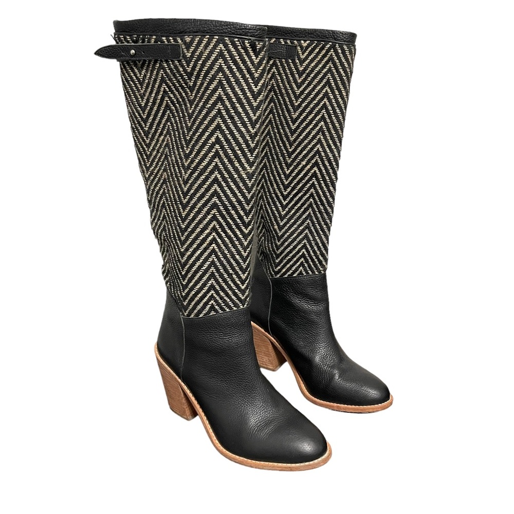 Loeffler Randall Ellis Tall Knee High Riding Boots Black Heeled Womens 8.5B